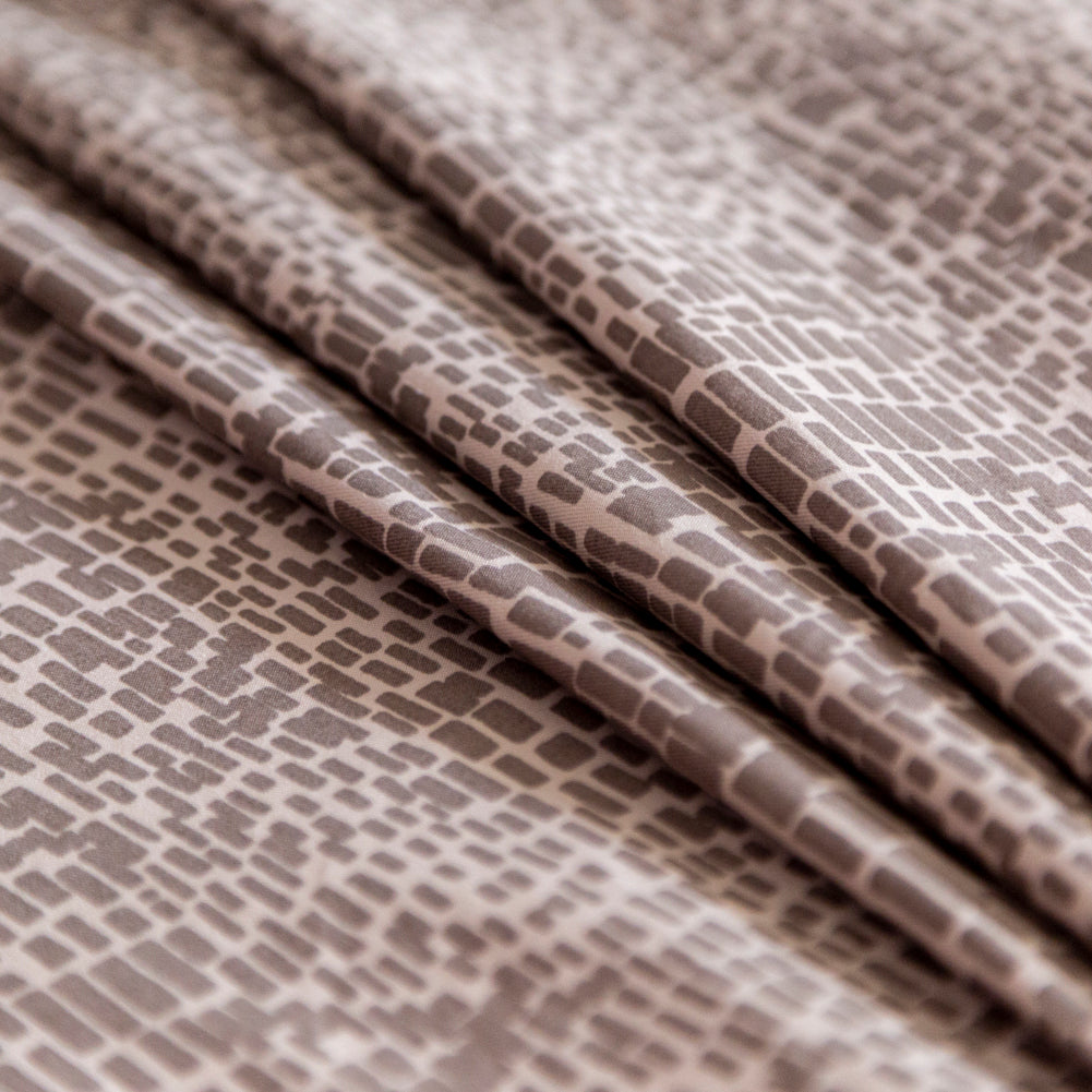 Moonlight and Taupe Gray Block Printed Stretch Twill Detail
