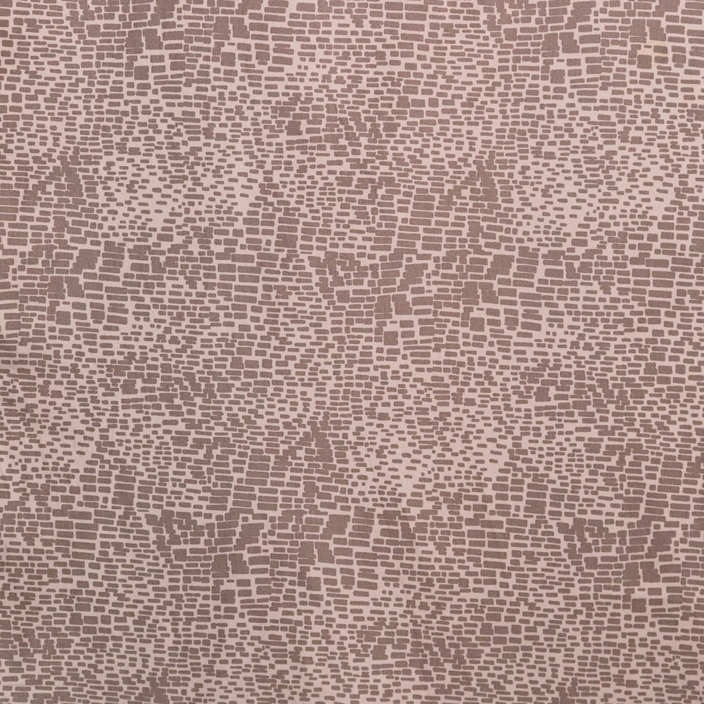 Moonlight and Taupe Gray Block Printed Stretch Twill