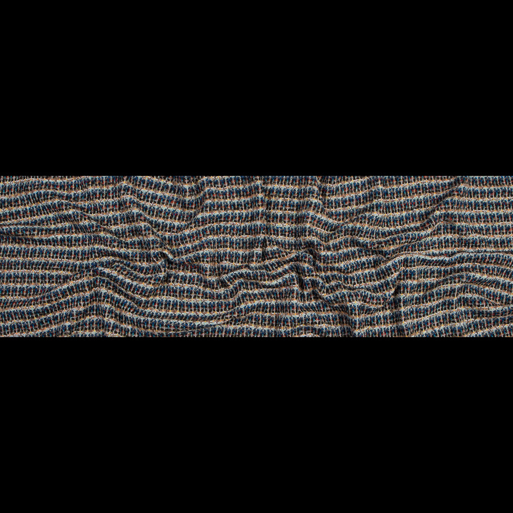Italian Cobalt and Gamboge Striped Wool Knit Folded