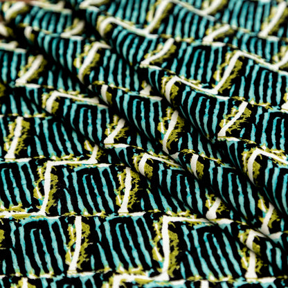 Blue Tiger Striped Diamond Printed Stretch Cotton Twill Detail