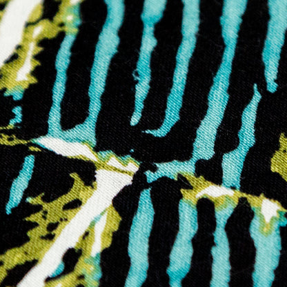 Blue Tiger Striped Diamond Printed Stretch Cotton Twill Full