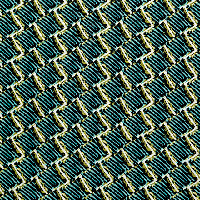 Blue Tiger Striped Diamond Printed Stretch Cotton Twill