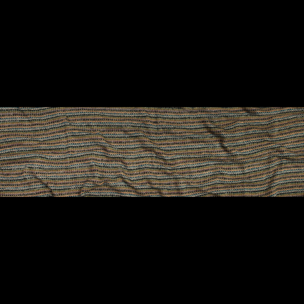 Italian Olive and Forest Green Striped Blended Wool Knit Folded