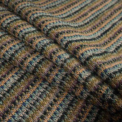 Italian Olive and Forest Green Striped Blended Wool Knit Detail