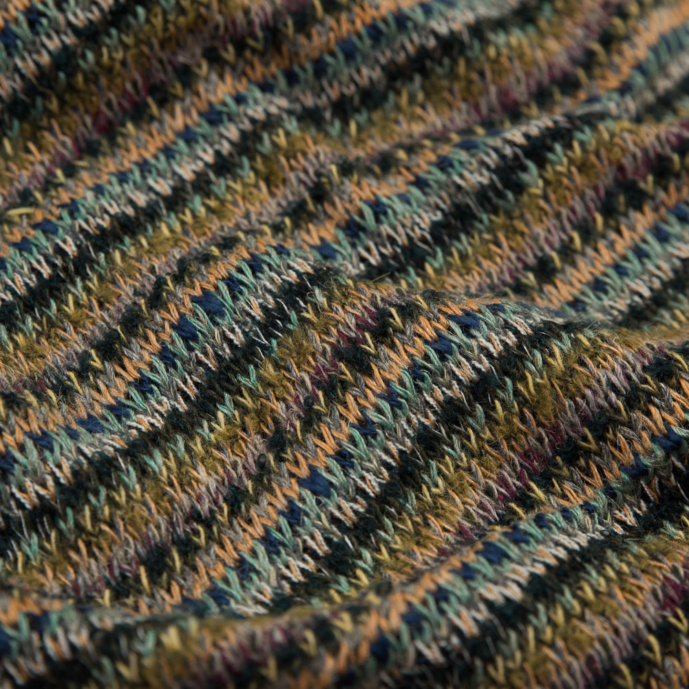 Italian Olive and Forest Green Striped Blended Wool Knit Full