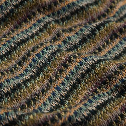 Italian Olive and Forest Green Striped Blended Wool Knit Full
