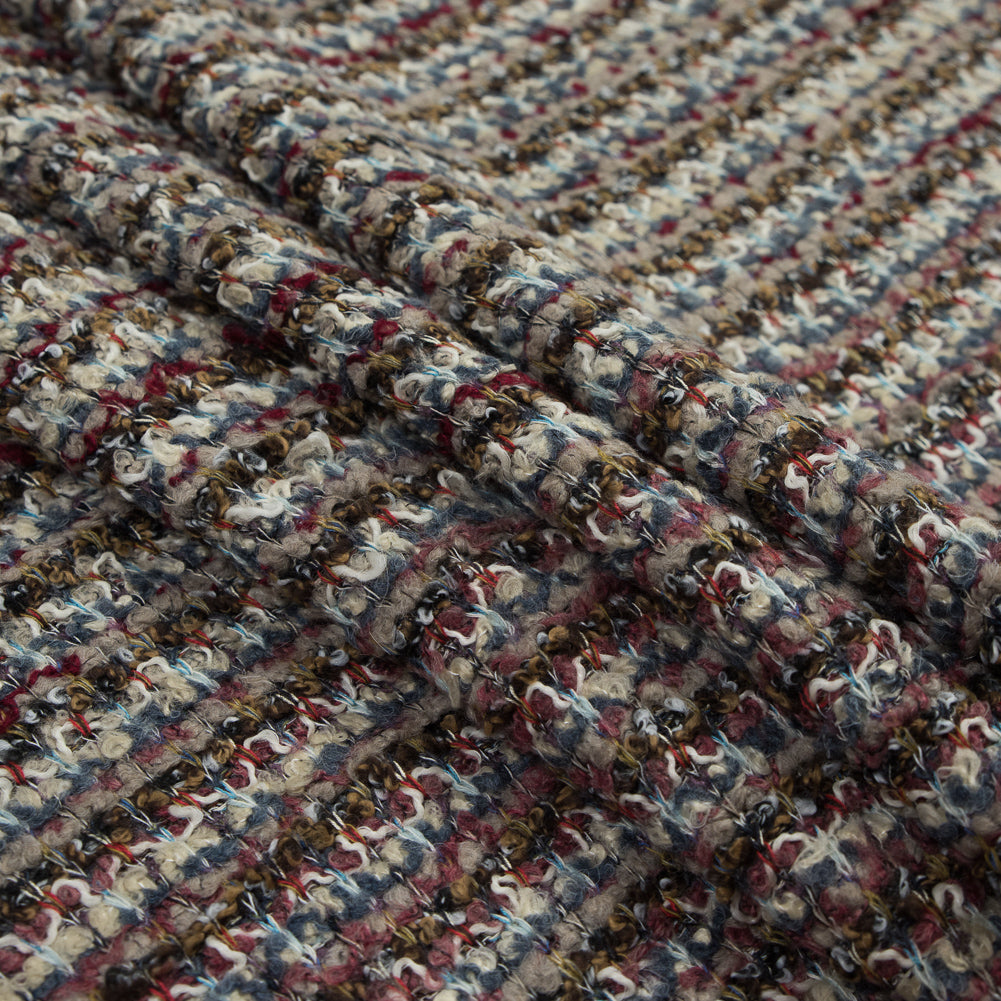 Italian Beige, Red and Slate Chunky Wool Knit Detail