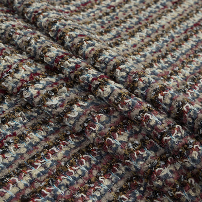 Italian Beige, Red and Slate Chunky Wool Knit Detail