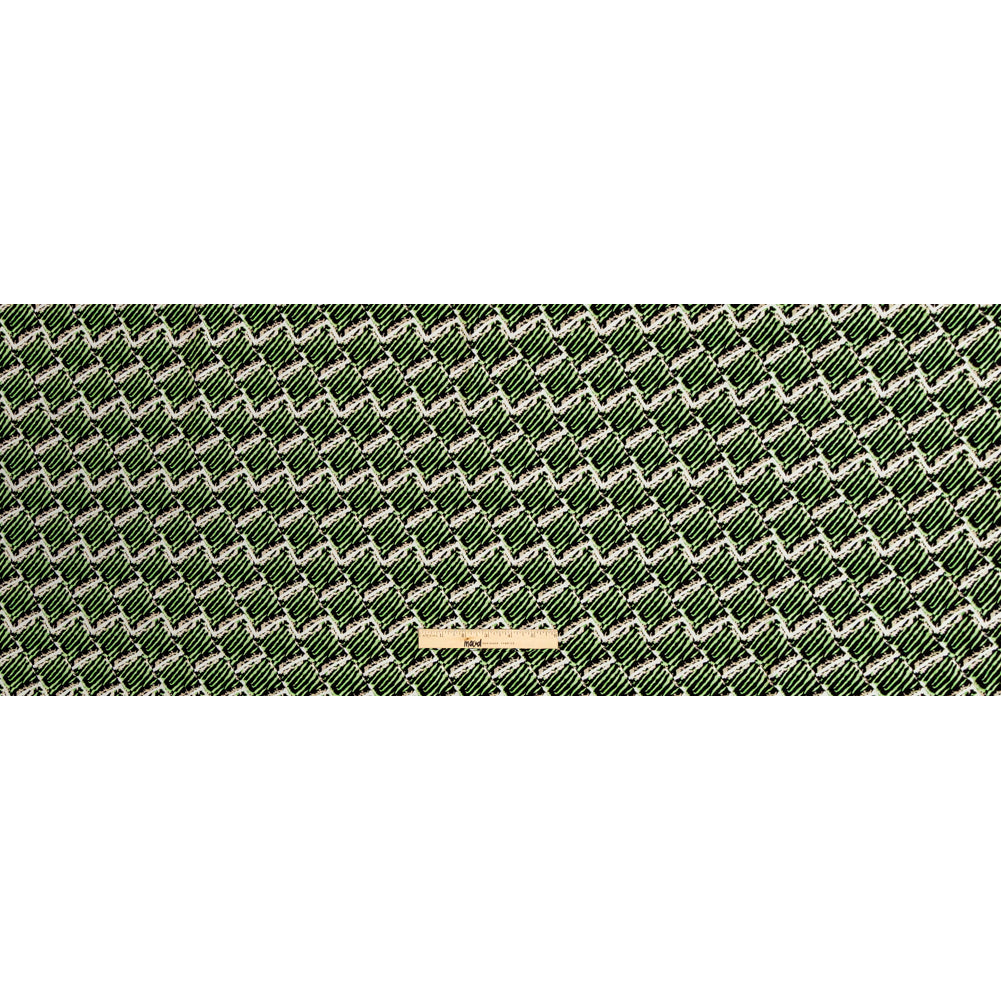 Green Tiger Striped Diamond Printed Stretch Cotton Twill Folded