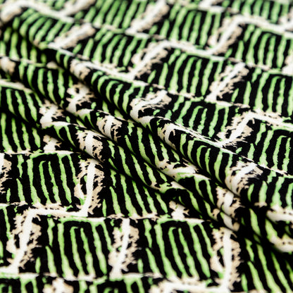 Green Tiger Striped Diamond Printed Stretch Cotton Twill Detail