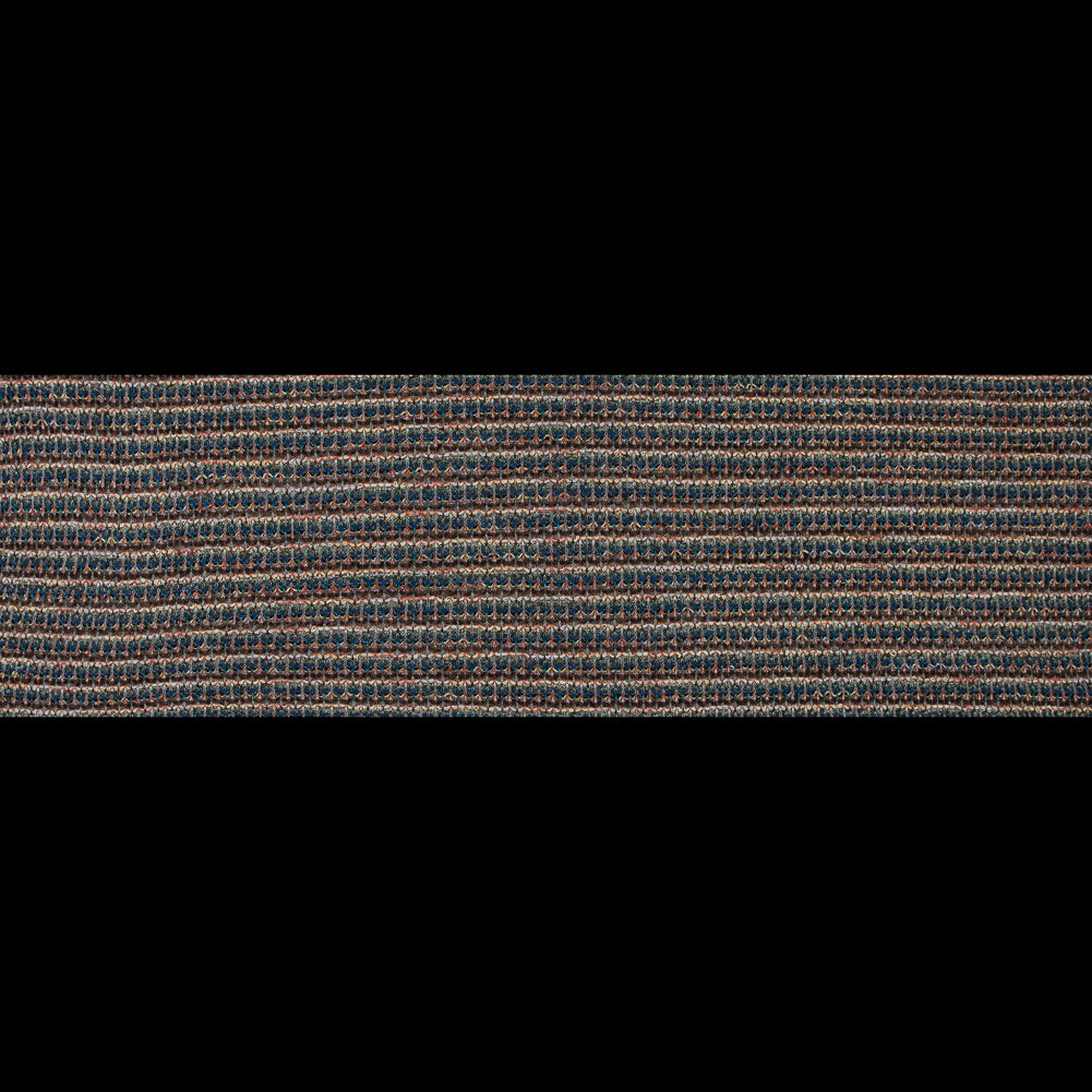 Italian Cobalt, Brown and Yellow Striped Wool Knit Folded