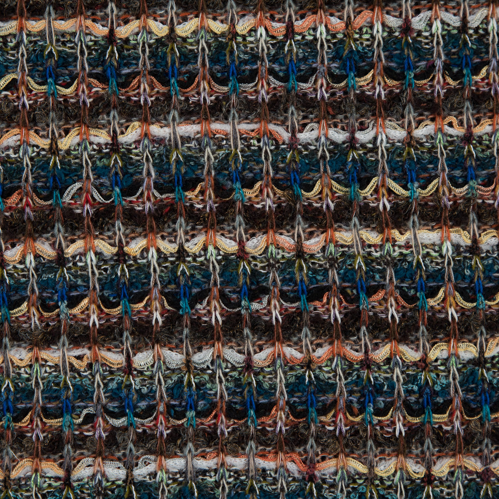 Italian Cobalt, Brown and Yellow Striped Wool Knit Full