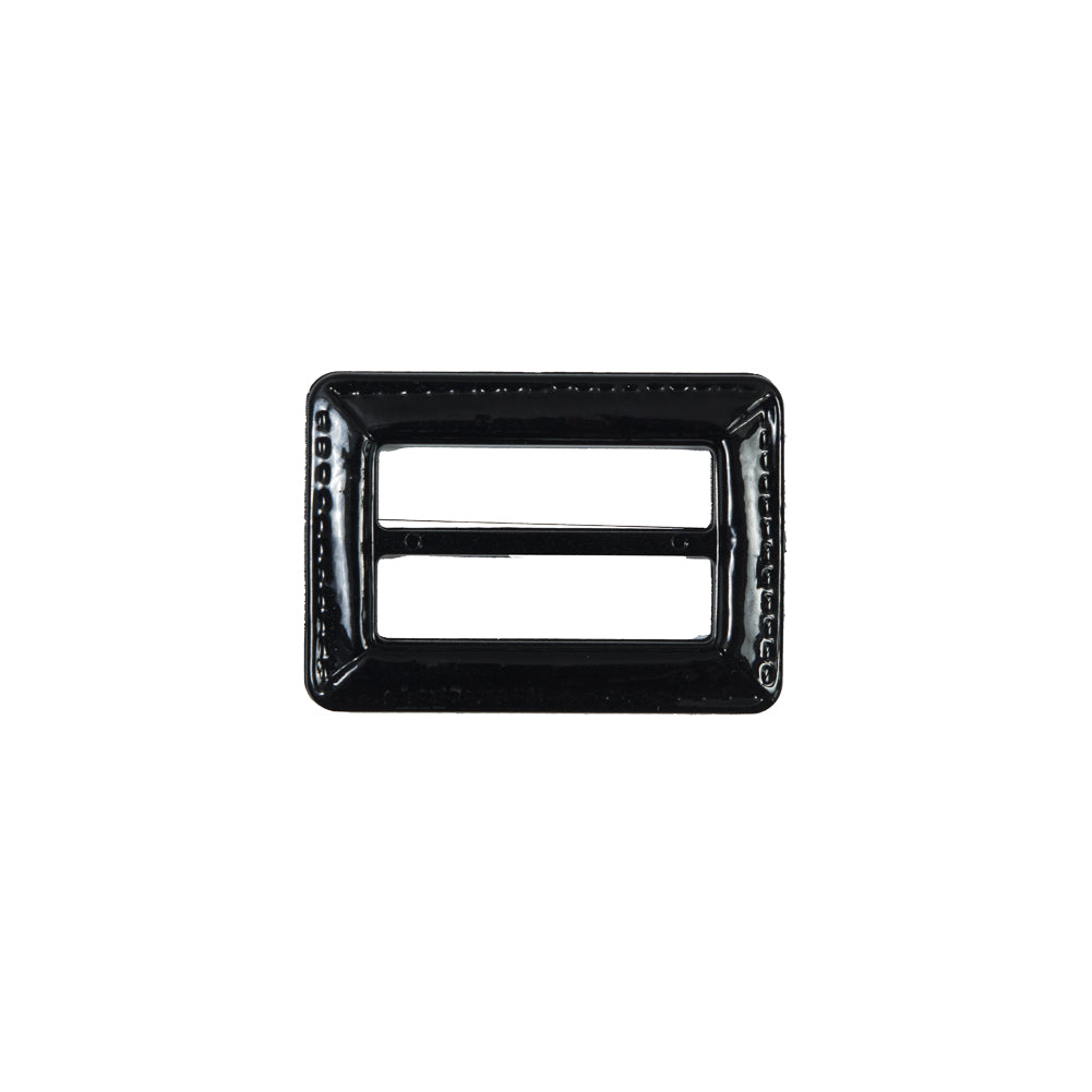 Black Laquered Leather Buckle - 1.5" x 1" Detail