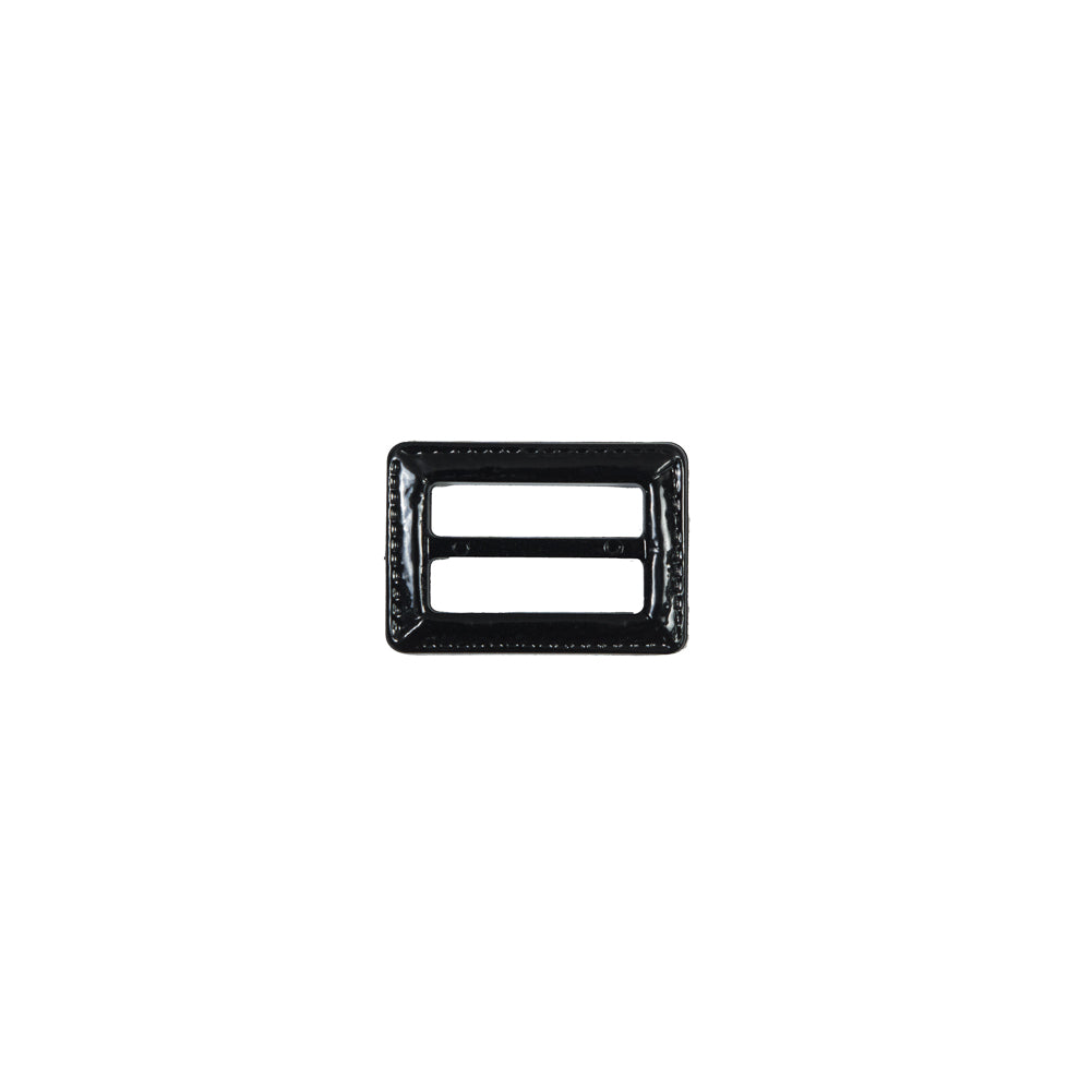 Black Laquered Leather Buckle - 0.75 x 1 - Detail