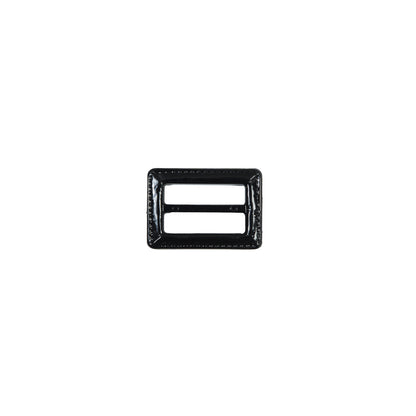 Black Laquered Leather Buckle - 0.75 x 1 - Detail