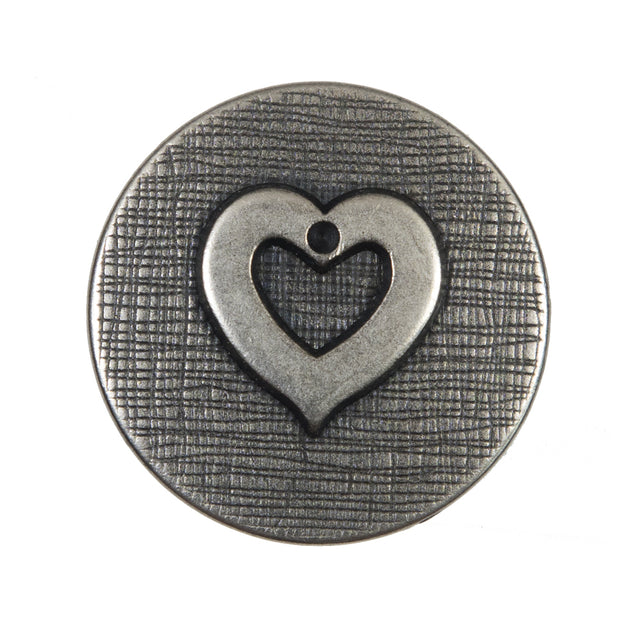 Silver Metal Heart Shank Back Button - 44L/28mm