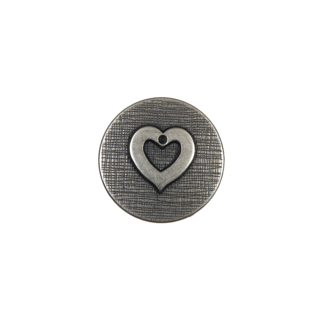 Silver Metal Heart Shank Back Button - 24L/15mm