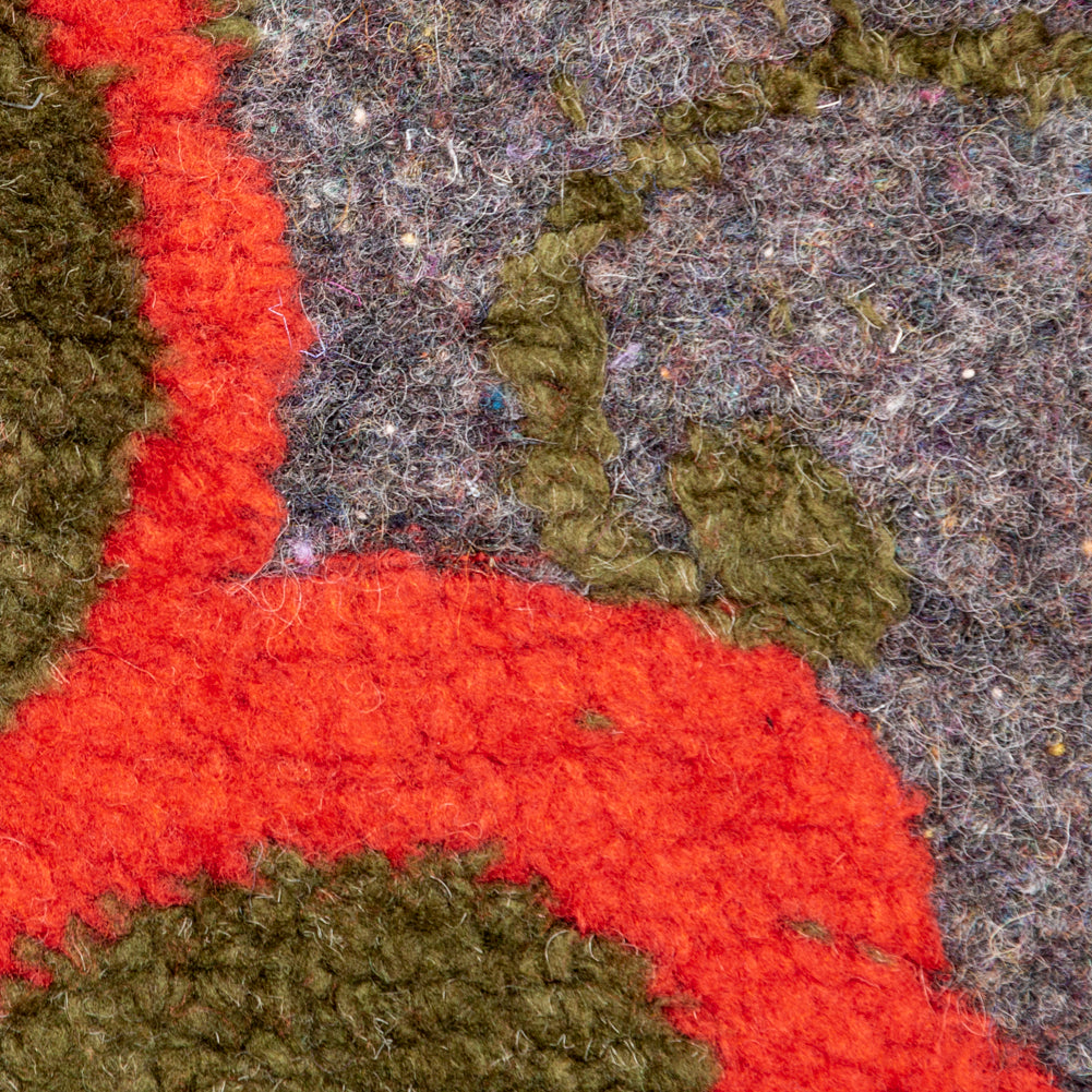 Italian Red, Green and Gray Floral Chunky Wool Knit Full