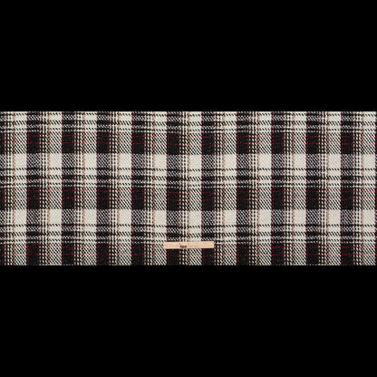 Black, Ivory and Red Plaid Tweed with Sequins - Folded