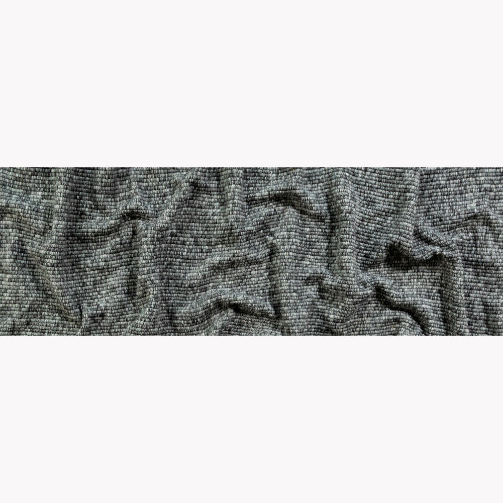 Italian Black and Gray Striped Chunky Wool Knit Folded