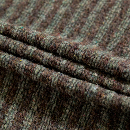 Italian Brown and Gray Striped Chunky Wool Knit Detail