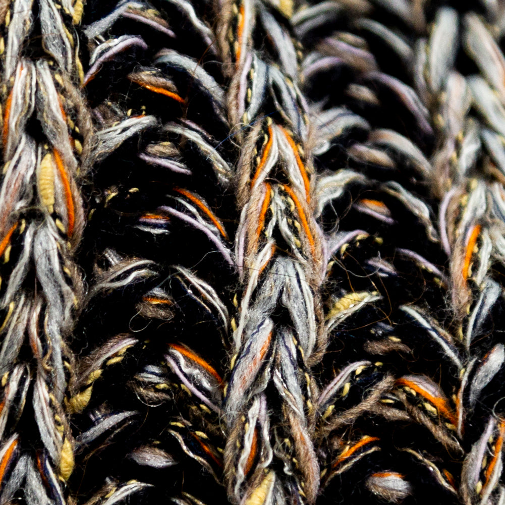 Italian Black, Orange and Gray Chunky Wool Knit Full