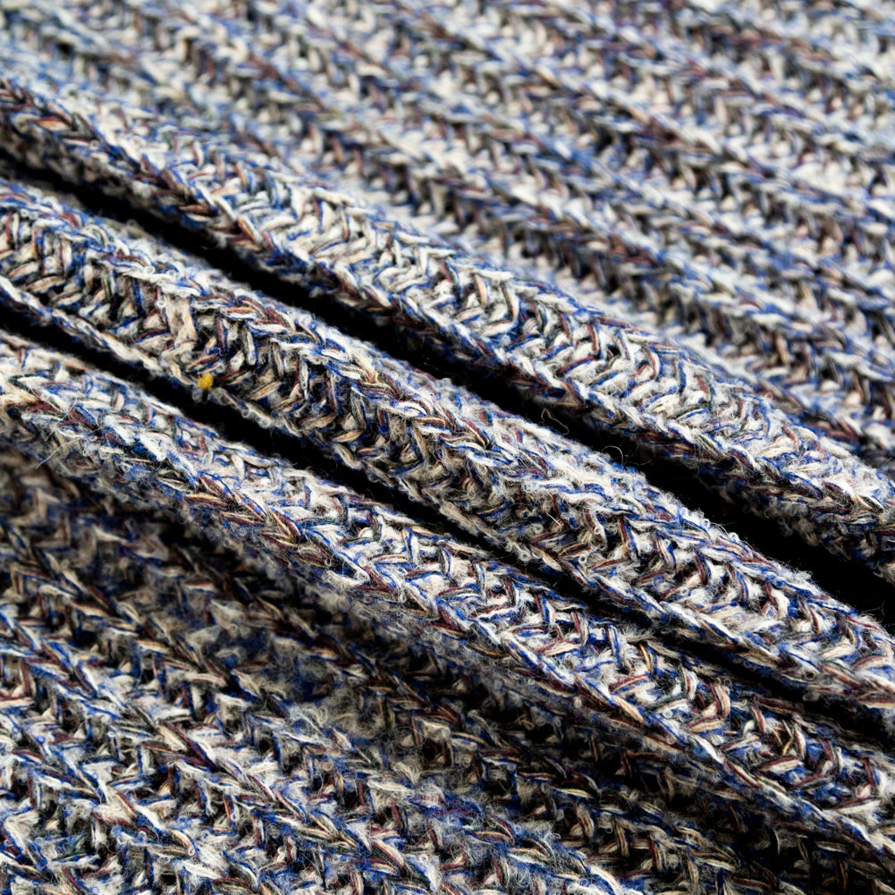Italian Gray and Royal Blue Chunky Wool Knit Detail