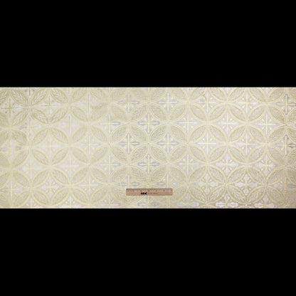 White and Metallic Gold Medallion Jacquard Folded