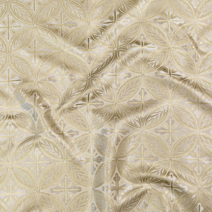White and Metallic Gold Medallion Jacquard