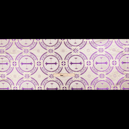 Metallic Gold and Purple Ecclesiastical Medallion Jacquard Folded