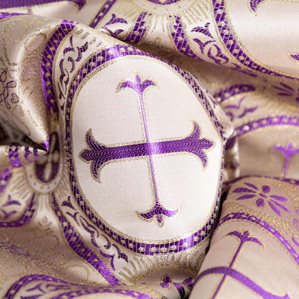 Metallic Gold and Purple Ecclesiastical Medallion Jacquard Full