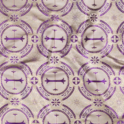 Metallic Gold and Purple Ecclesiastical Medallion Jacquard