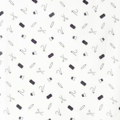Egyptian Cotton Voile - White and Black Sewing Kit - Small Supplies Print - Mood Exclusive Haberdashery Collection