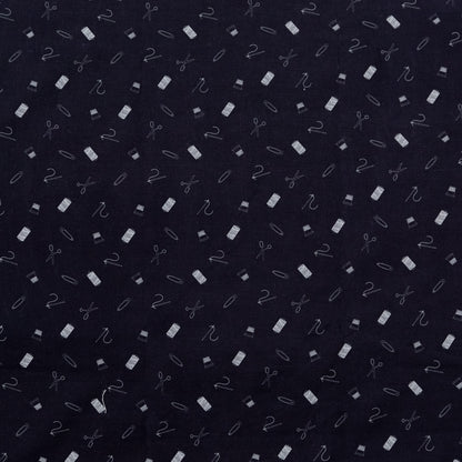 Stretch Carbon Brush Twill - Midnight Navy and White Sewing Kit - Small Supplies Print - Mood Exclusive Haberdashery Collection