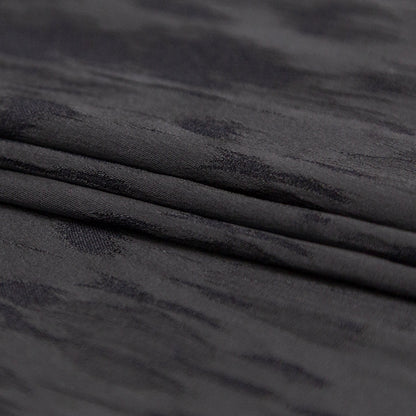 Italian Black Camouflage Stretch Satin-Faced Jacquard Folded