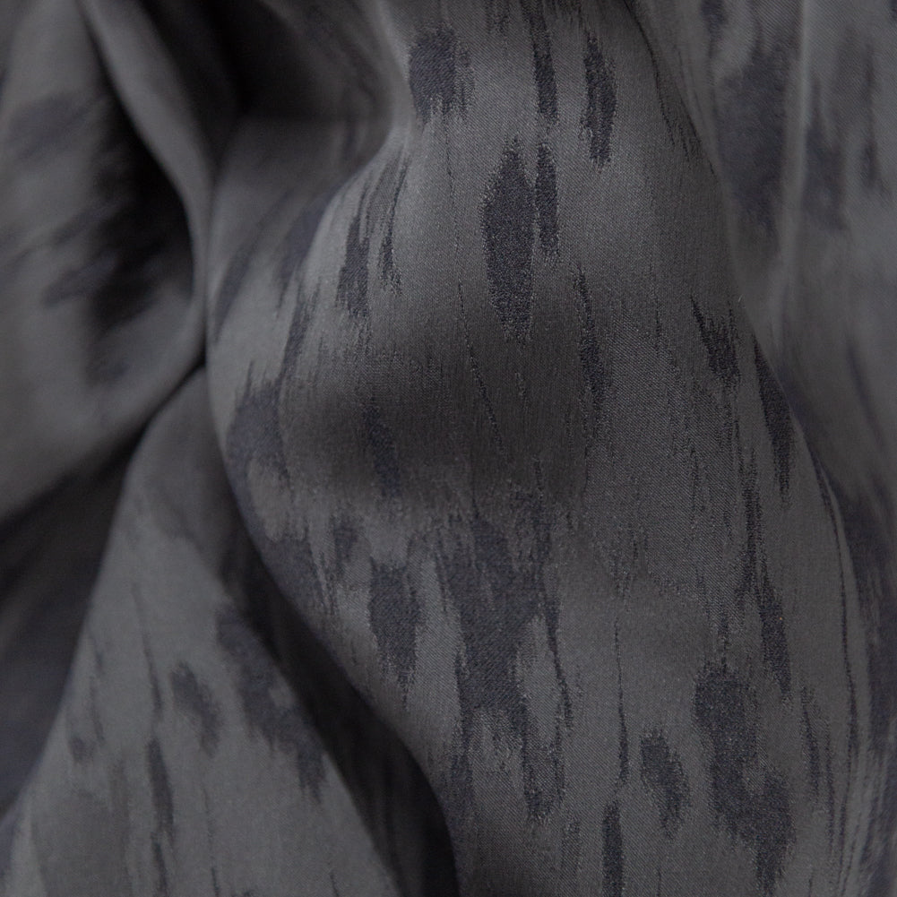 Italian Black Camouflage Stretch Satin-Faced Jacquard Detail