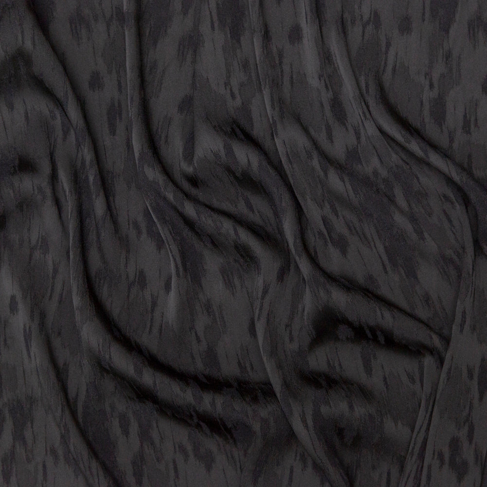 Italian Black Camouflage Stretch Satin-Faced Jacquard