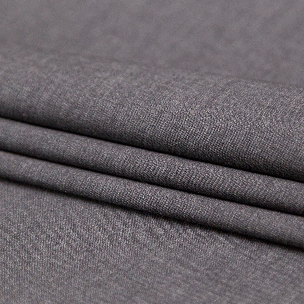 Italian Gray Stretch Tropical Wool Suiting Folded