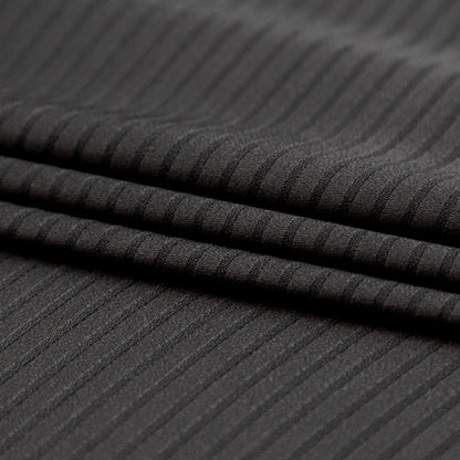 Italian Black Striped Satin-Faced Crepe Folded