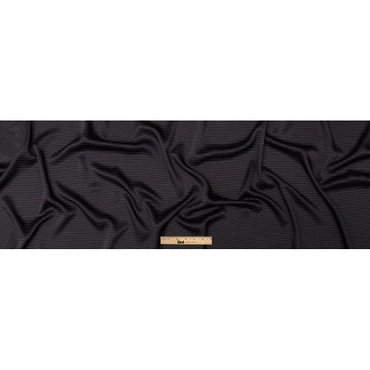 Italian Black Striped Satin-Faced Crepe Full