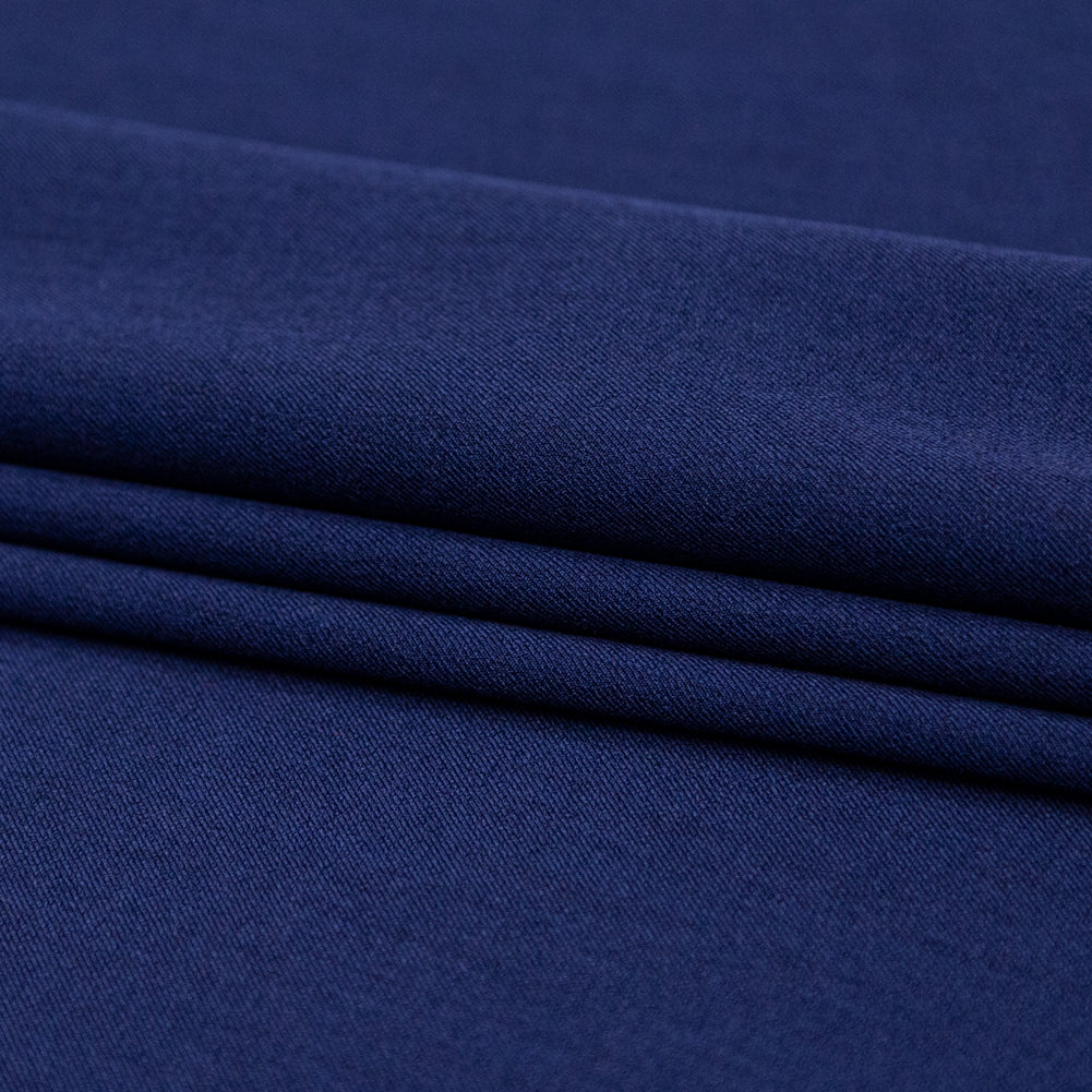 Italian Evening Blue Stretch Polyester Twill Folded