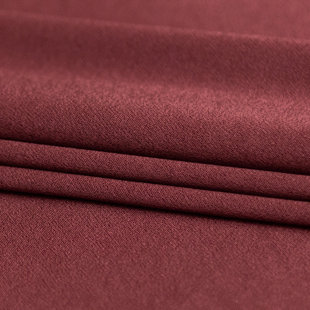 Italian Decadent Brown Stretch Satin-Faced Crepe Folded