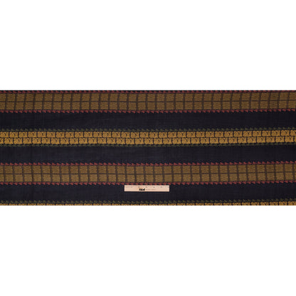 Mustard and Black Paisley and Square Striped Silk Chiffon Full