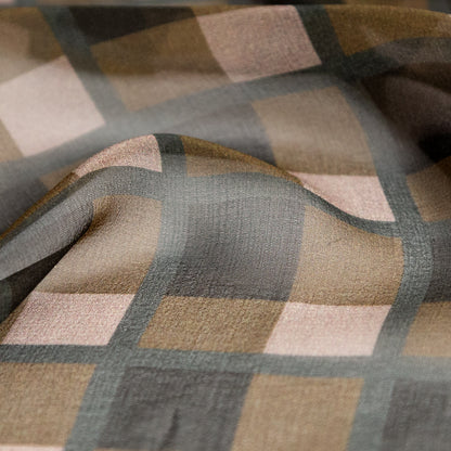 Green Squares Printed Silk Chiffon Detail