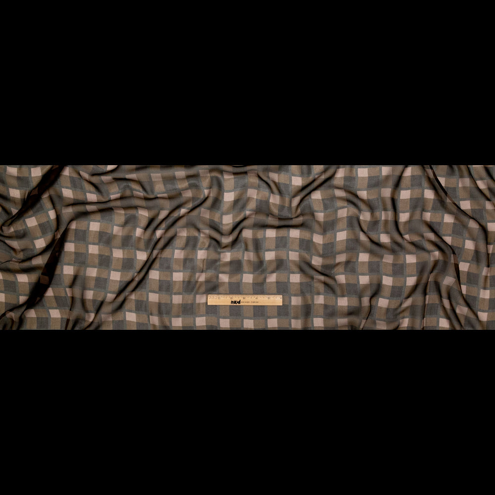 Green Squares Printed Silk Chiffon Full