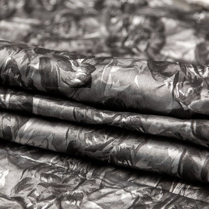 Gray and Silver Floral Wrinkled Jacquard Folded