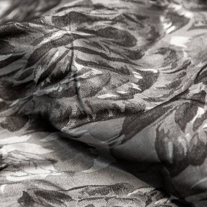 Gray and Silver Floral Wrinkled Jacquard Detail