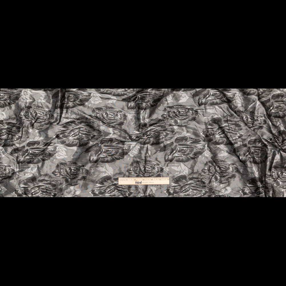 Gray and Silver Floral Wrinkled Jacquard Full