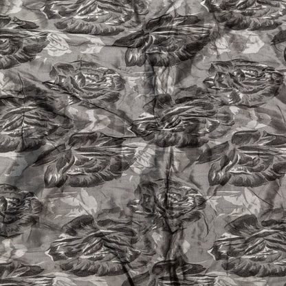 Gray and Silver Floral Wrinkled Jacquard