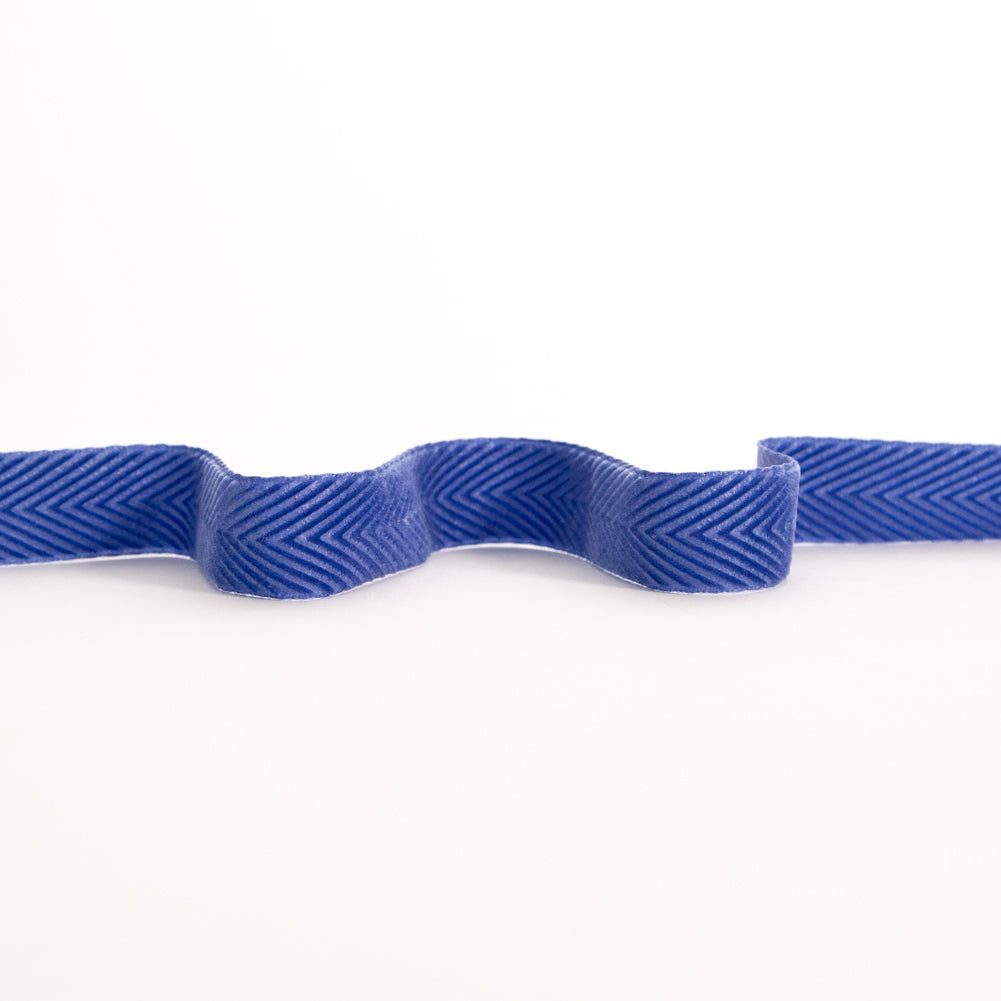 Italian Blue Chevron Velvet Ribbon - 0.875"